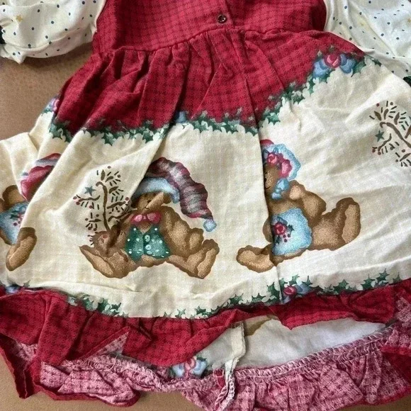 Vintage Daisy Kingdom Christmas Bear Doll Dress - Picture 2 of 4